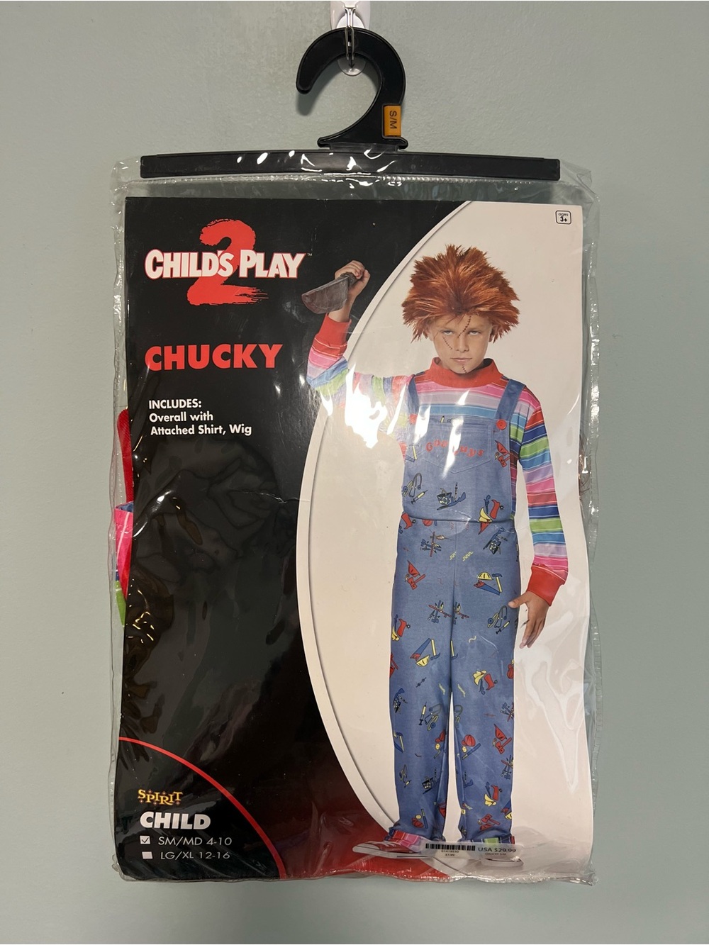 Spirit Child's Play Chucky Costume - Blue Overalls with Multicolor Striped Shirt